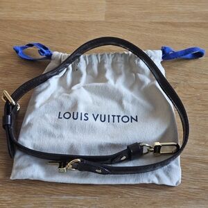 Louis Vuitton Dark Brown Leather Shoulder Strap with Gold Hardware